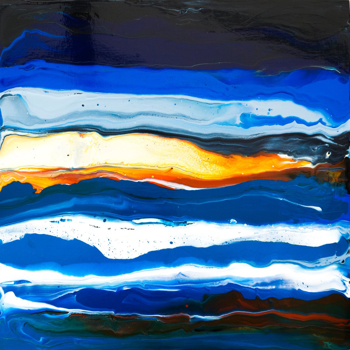 Abstract Landscape Acrylic Painting By Km Arts, 20 X 20", Along The Seashore, Original Artwork