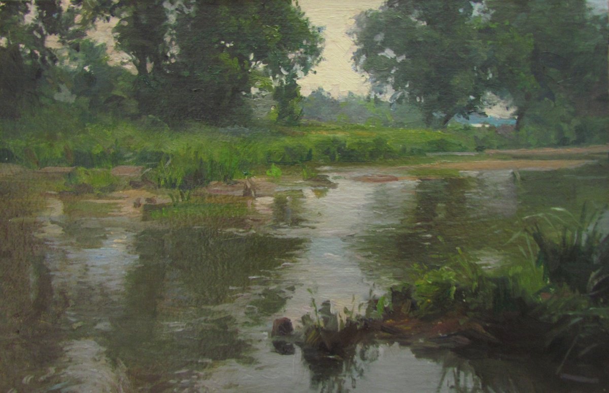 Photorealistic Landscape Oil Painting By Viktoriia Pidvarchan, 12 X 7", After The Rain, Original Artwork