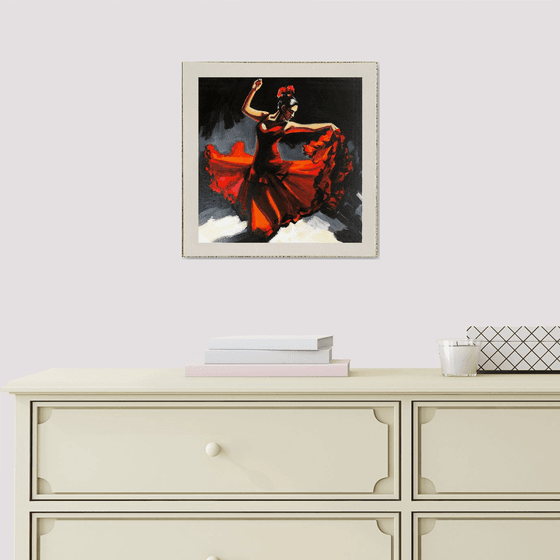 Flamenco in red motion