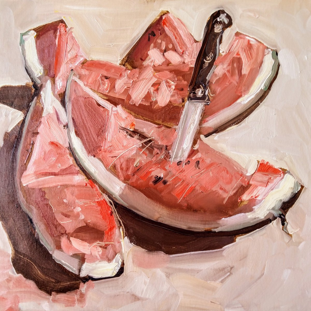 Watermelon and knife by Sebastian Beianu