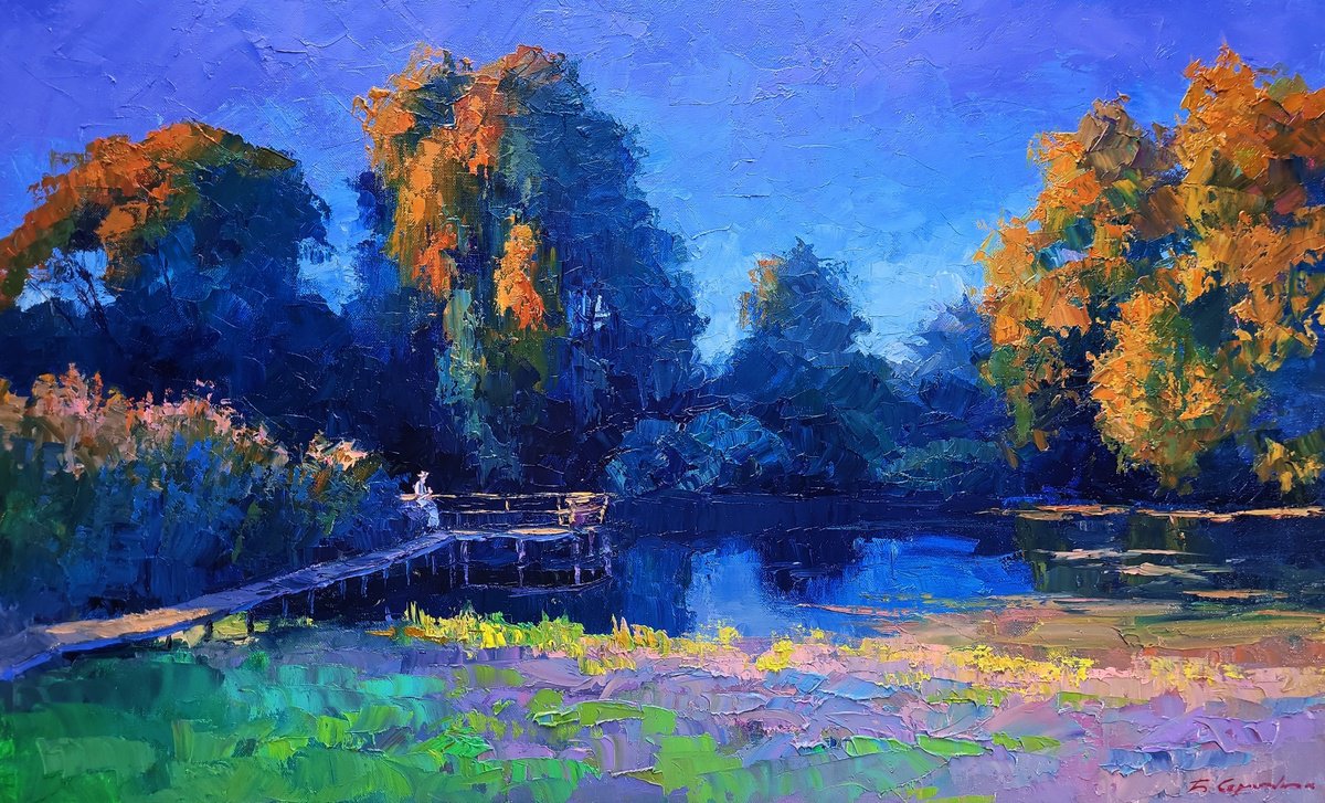 Evening On The Lake By Boris Serdyuk, 35 X 22, Artwork For Sale On Artfinder