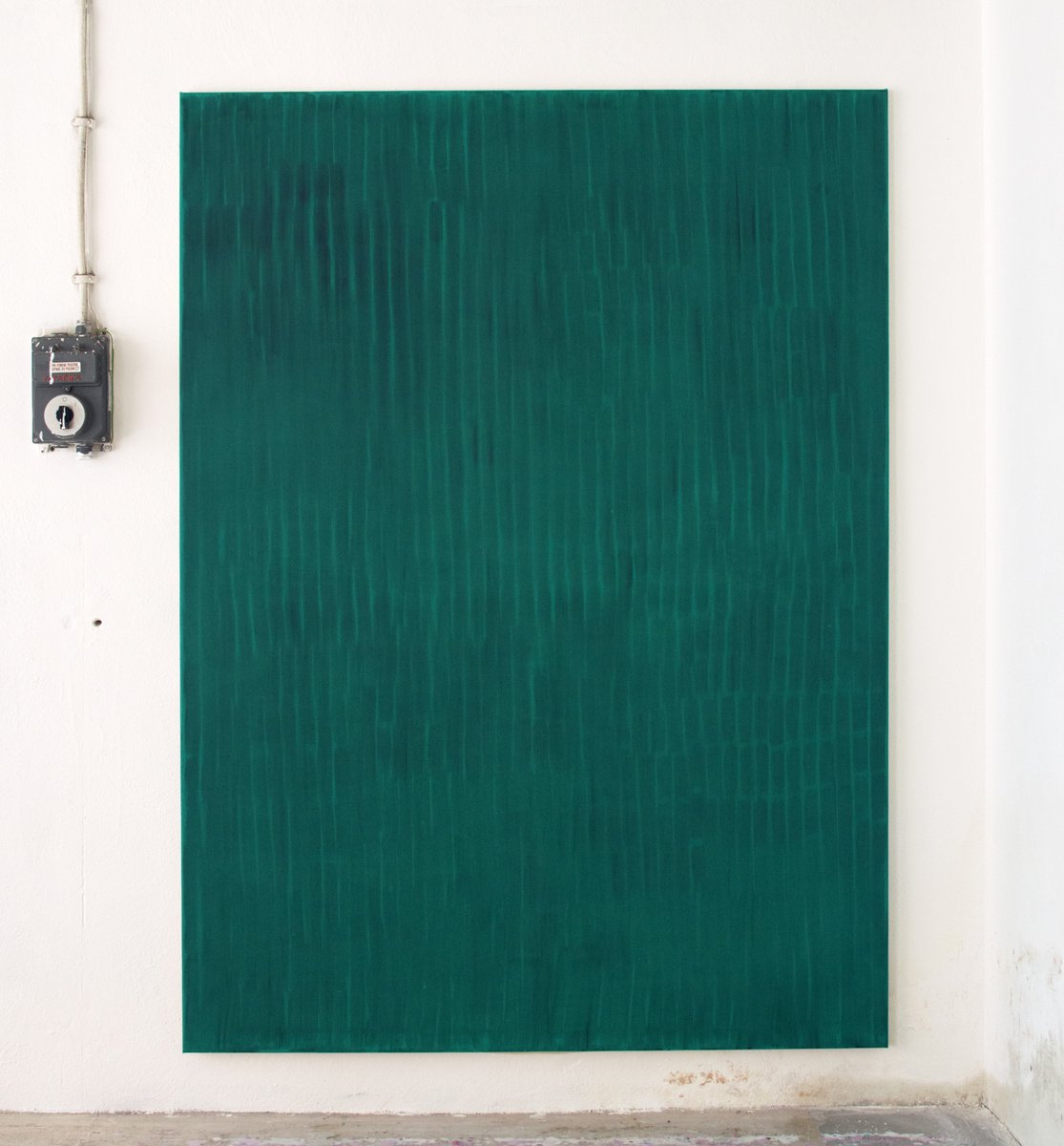 Expressive Abstract Oil Painting By Petr Johan Marek, 55 X 75", Emerald Stripes, Original Artwork