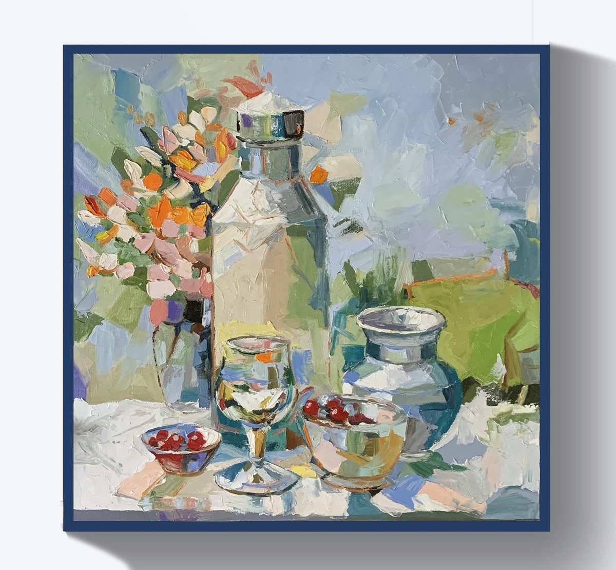 Expressive Still Life Oil Painting By Vita Schagen, 24 X 24", Tender Morning. Still Life., Original Artwork