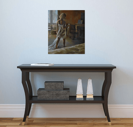 Tender morning 50x60cm ,oil/canvas, impressionistic figure