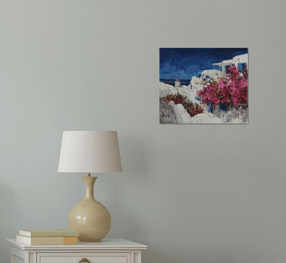 Bougainvillea in Santorini, Greece