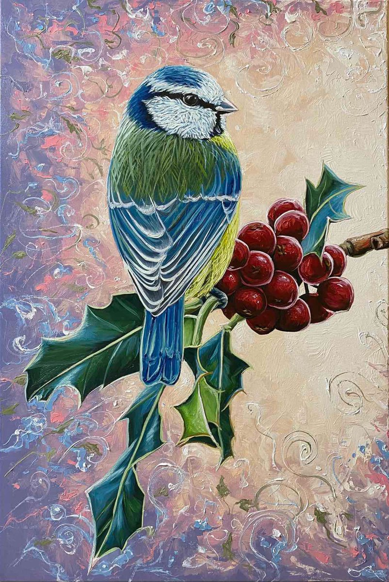 Blue Tit On A Rowan By Elena Adele Dmitrenko, 16 X 24, Artwork For Sale On Artfinder