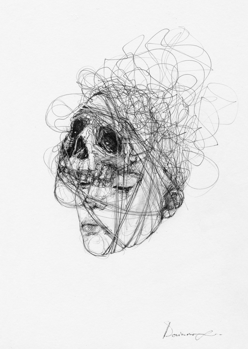 Expressive Portrait Ink Drawing By Doriana Popa, 8 X 12, Knot, Original Artwork