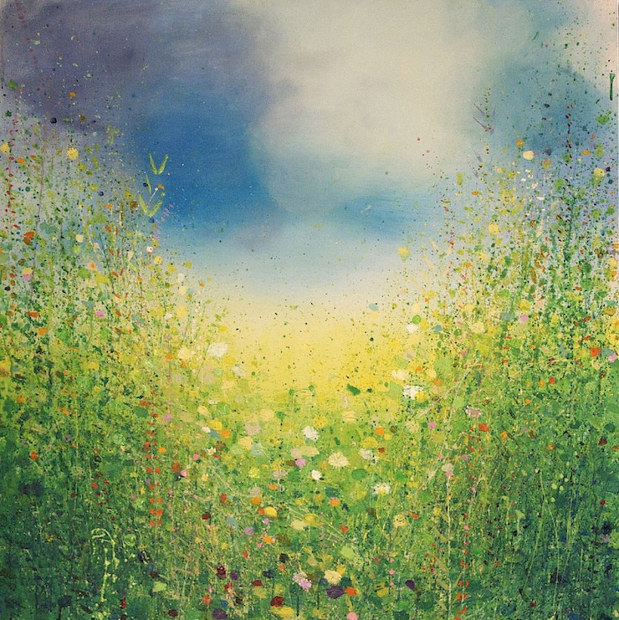 Yellow and Green Landscape Acrylic painting by Sandy Dooley | Artfinder