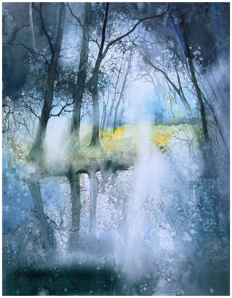 Impressionistic Landscape Watercolour By Nazar Grunyka, 12 X 15", Morning, Original Artwork