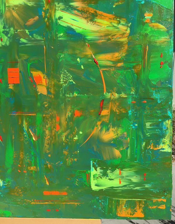 Vibrant Green Blue Orange Abstract