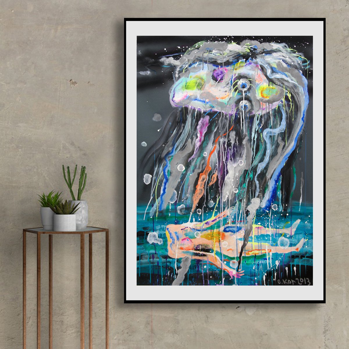 Expressive Portrait Painting By Oleksandr Korol, 28 X 39", Rain, Original Artwork