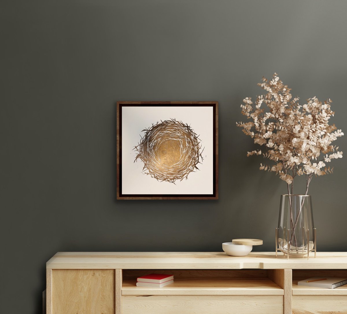 Animal Linocut By Amy Cundall, 16 X 16, Empty Nesters, Original Artwork