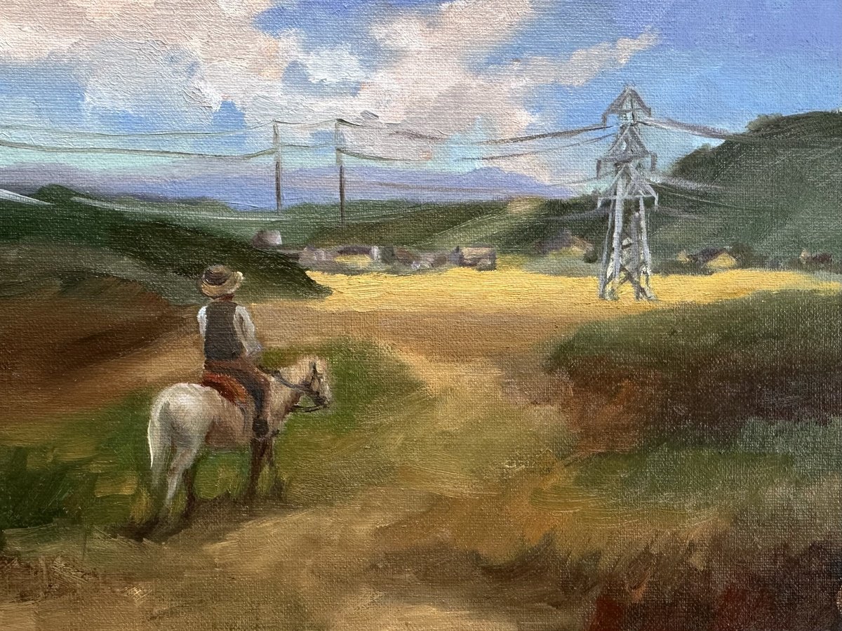 Impressionistic Portrait Oil Painting By Grace Diehl, 8 X 6, Urban Cowboy, Original Artwork