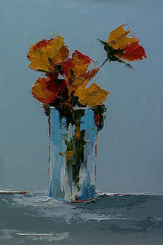 Still life with flowers. Modern still life painting