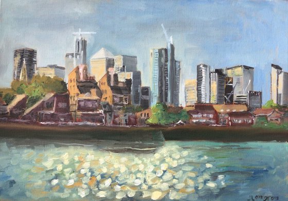 City of London from Greenwich. An original oil painting
