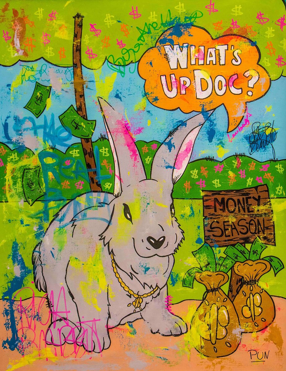 Urban And Pop Acrylic Painting , Its Money Season Ft. Og Bugs Bunny By Carlos Pun Art, 28 X 35, Artwork For Sale On Artfinder