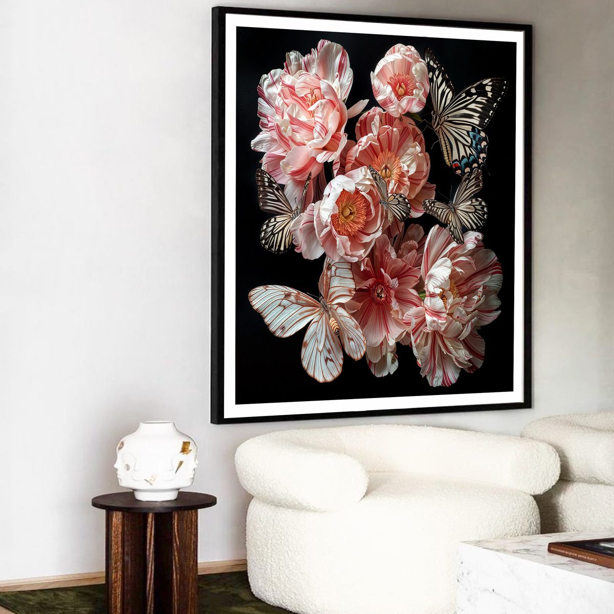 Photorealistic Botanical Photograph By Michael Filonow, 32 X 32", Butterfly Garden 1, Original Artwork