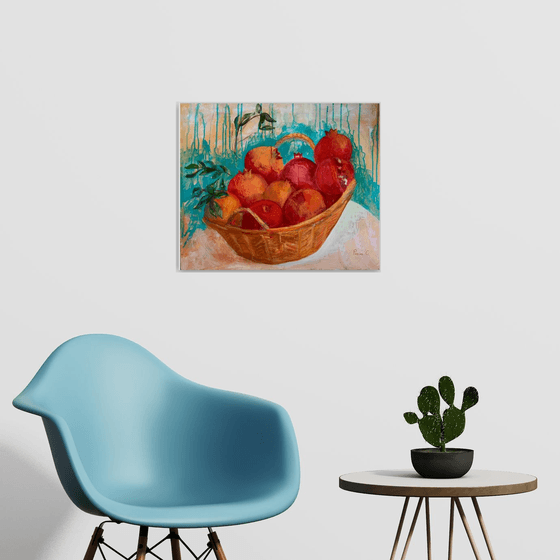 Pomegranate in basket
