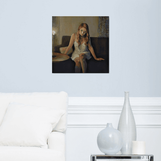 Sleepy 52x52cm ,oil/canvas, impressionistic figure