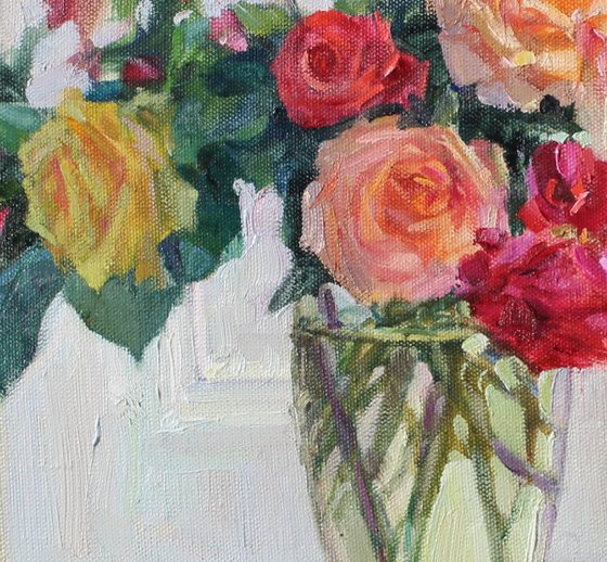 Roses in a glass vase