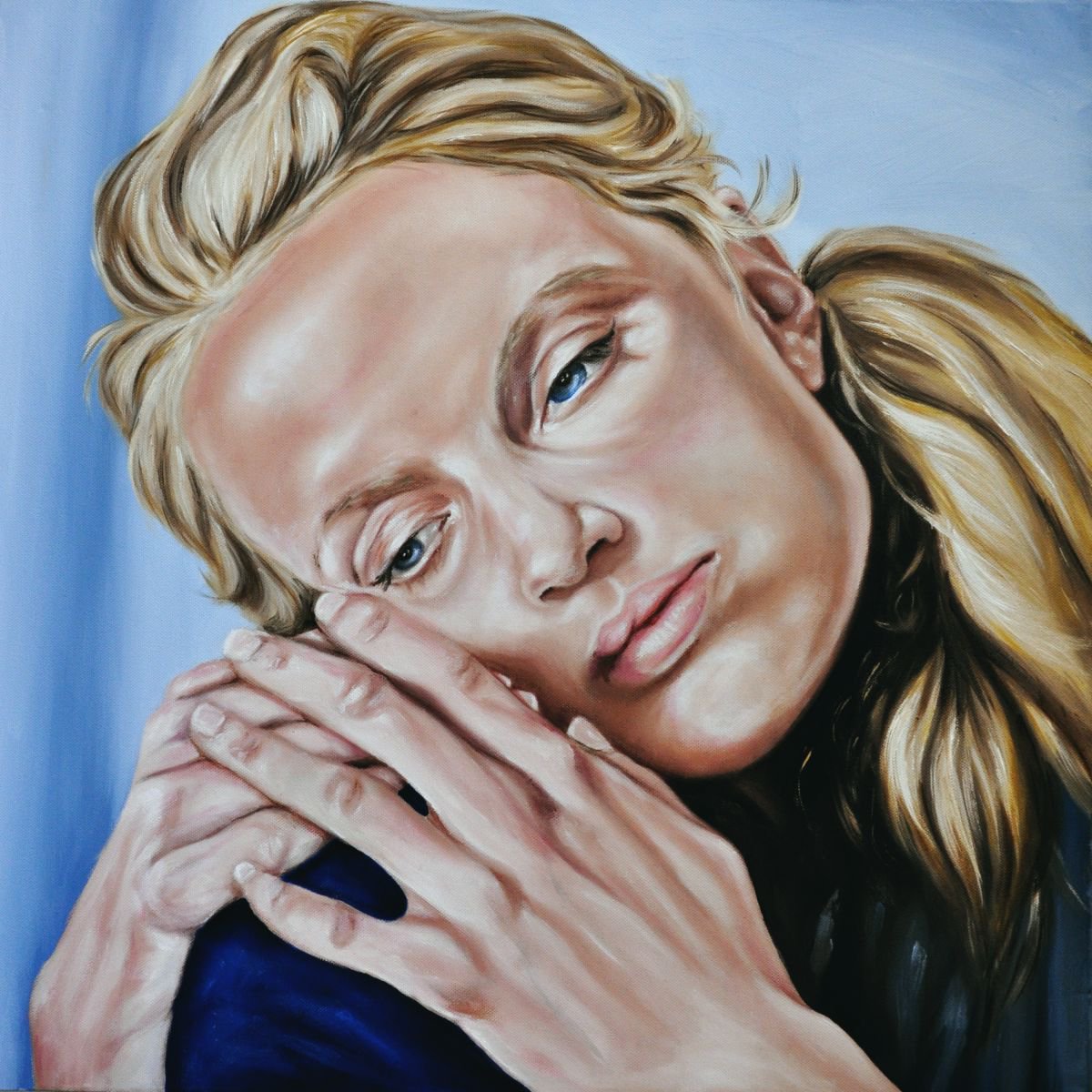 Impressionistic Portrait Oil Painting By Mullo Art, 24 X 24", When You Are Gone, Original Artwork