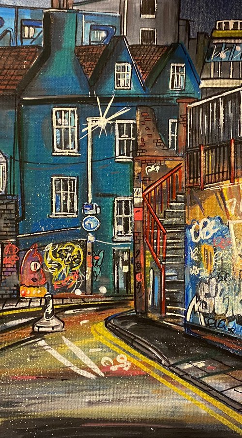 Moon Street - Original on canvas board by John Curtis