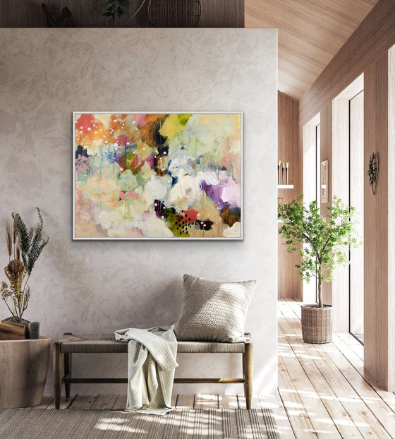 École buissonnière - Original abstract painting - Ready to hang