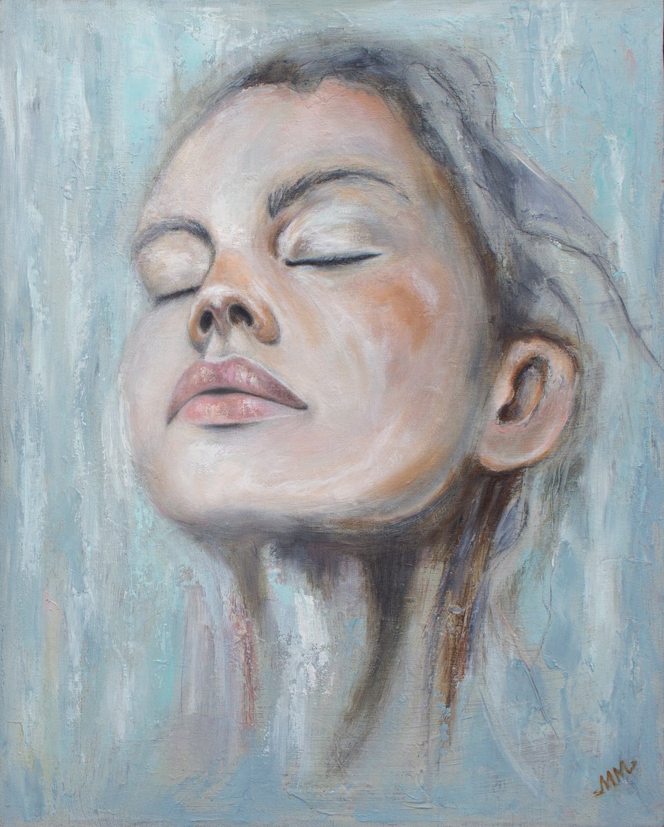 Expressive Portrait Oil Painting By Mila Moroko, 16 X 20", Dream 1, Original Artwork