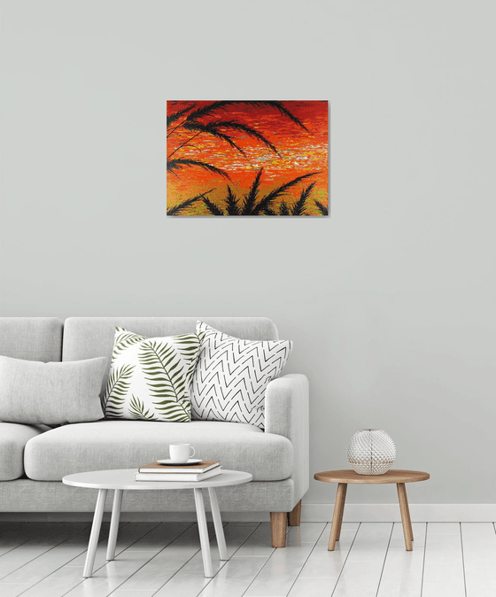 Red Sunset In The Grass