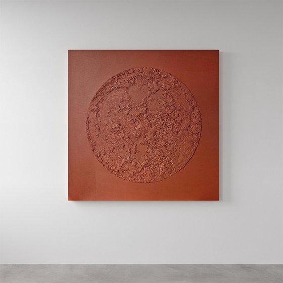 "Red Moon" Abstract moon high textured art