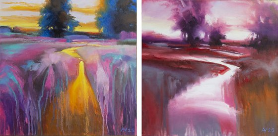 Diptych "ABSTRACT LANDSCAPE"