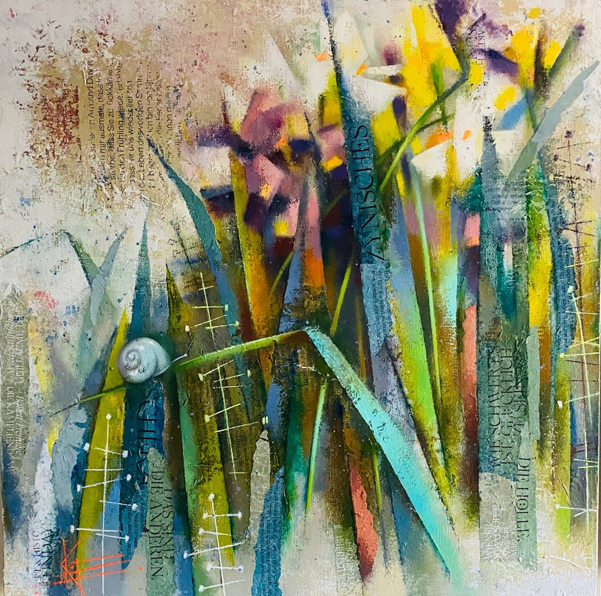 Impressionistic Botanical Oil Painting By Oksana Kornienko, 31 X 31", When It Rains, Original Artwork