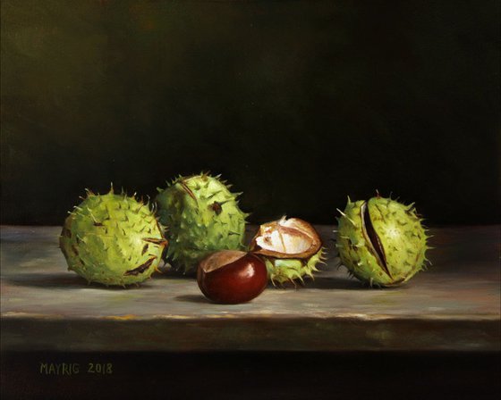 Still life with Chestnuts (Original Oil Painting)