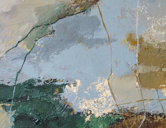 "Cliff" Green gray abstract acrylic art