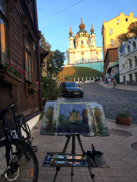 Evening light. St. Andrew's Cathedral in Kyiv