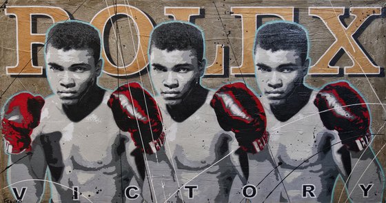 Victory 190cm x 100cm Muhammad Ali Concrete Textured Urban Pop Art