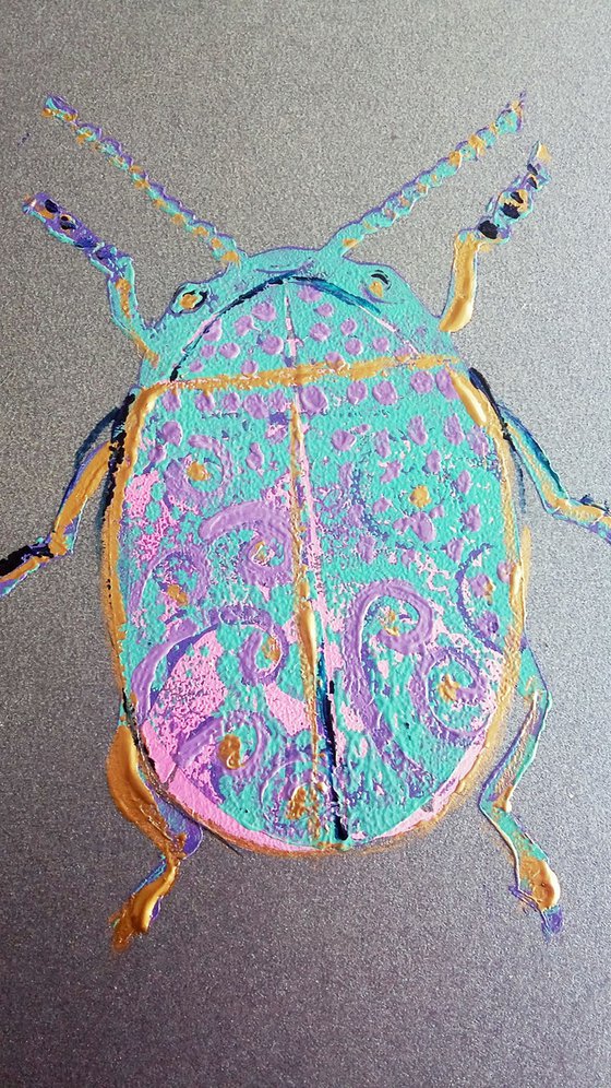 Jewelled bugs (monoprint)