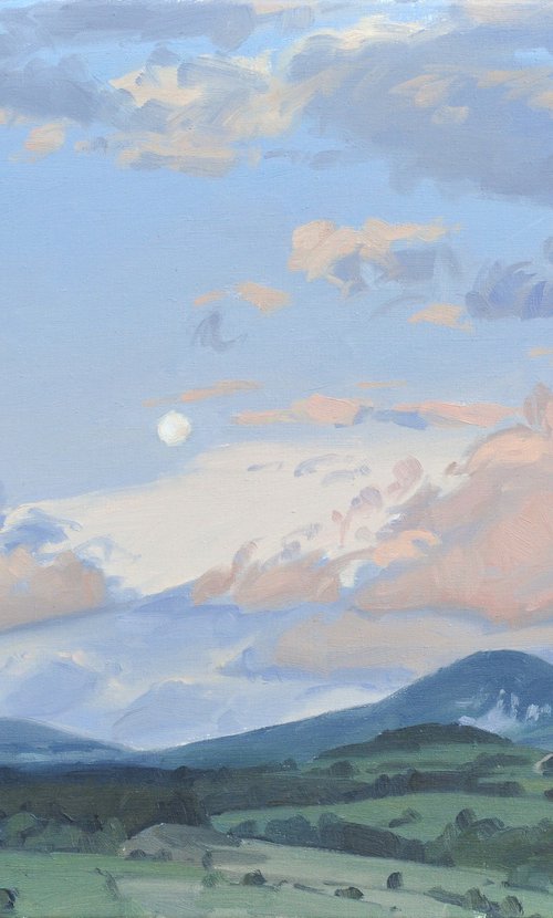 Moonrise over the mountains by ANNE BAUDEQUIN