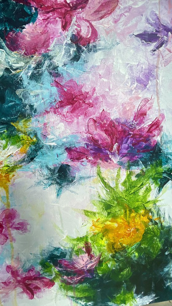 “Floral frequency” large abstract painting