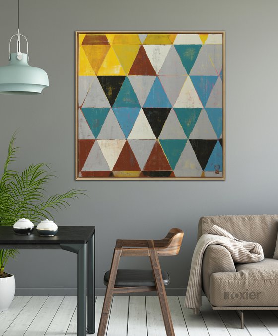 Triangle Traffic I - Incl Frame - 85x85CM - Ronald Hunter - 6M