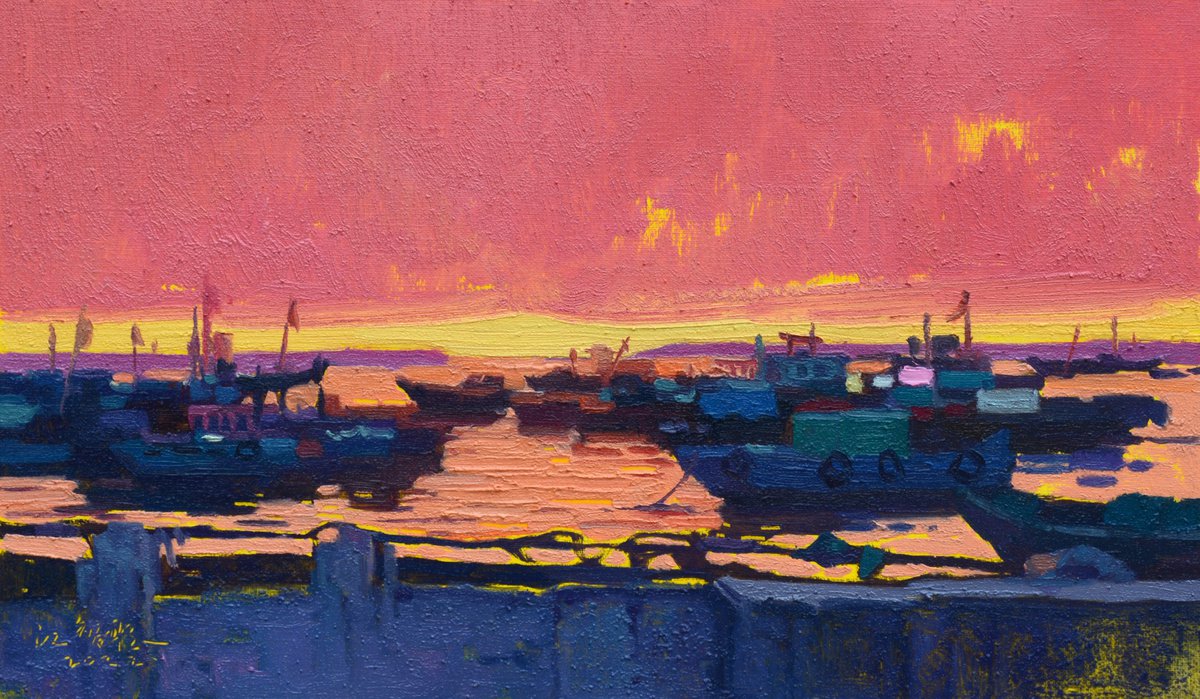 Photorealistic Oil Painting , Port By Jianzhe Chon, 14 X 8, Artwork For Sale On Artfinder