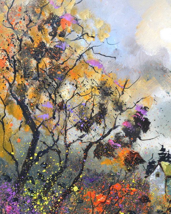 Three houses in autumn  -7723