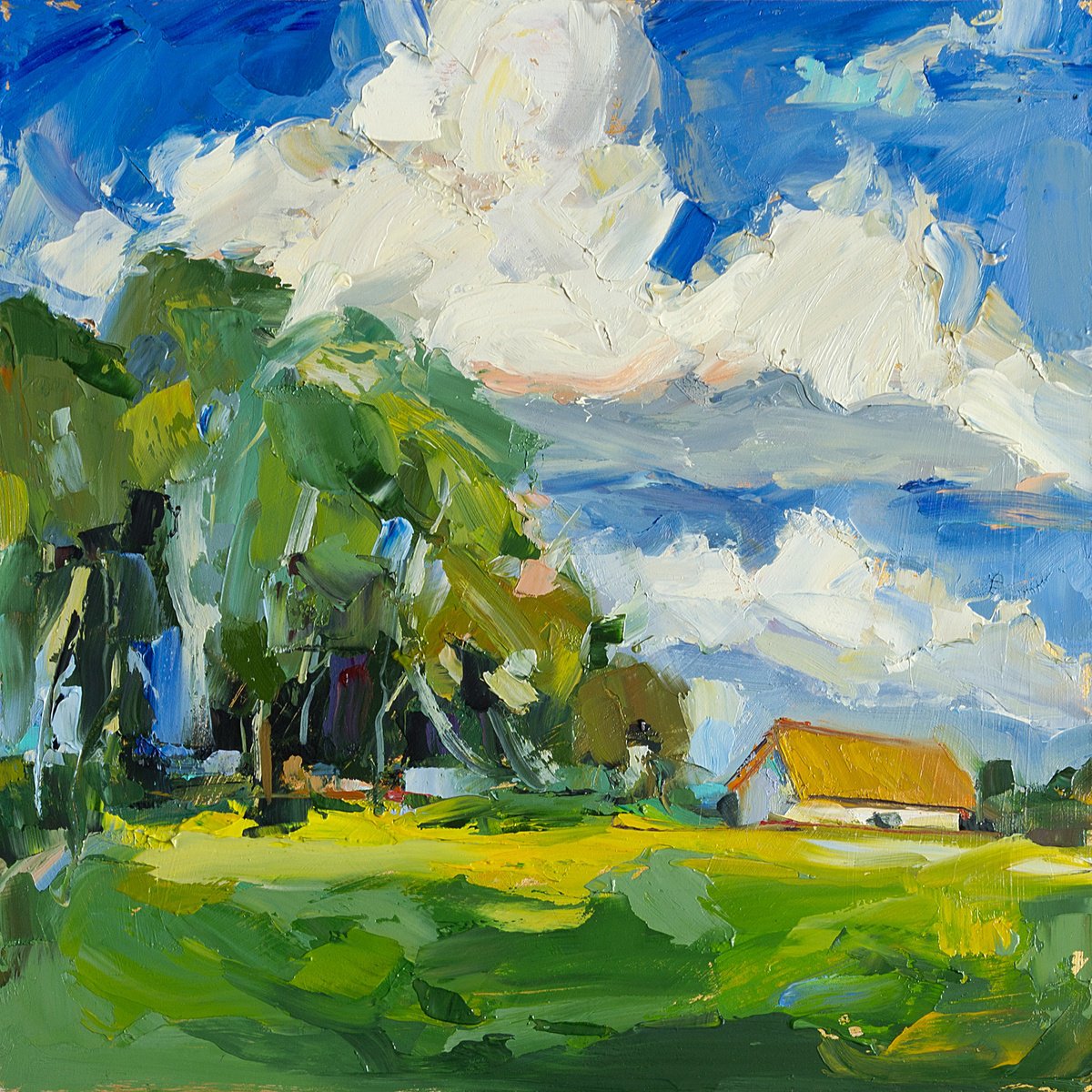 Impressionistic Landscape Oil Painting By Daria Zavadenko, 12 X 12, Where The Wind Remembers, Original Artwork