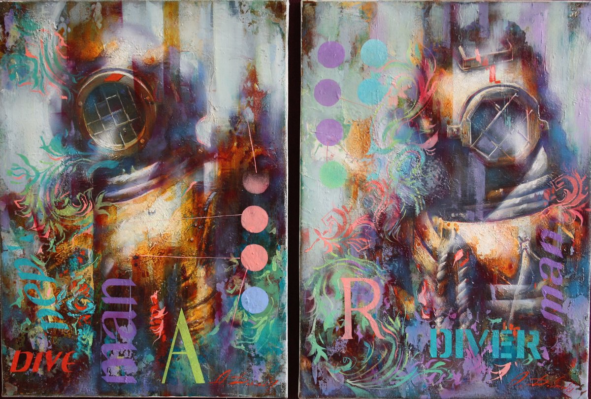 Surrealistic Portrait Oil Painting By Alexandr Dobrodiy, 32 X 22, ??????? ?????????? A R., Original Artwork