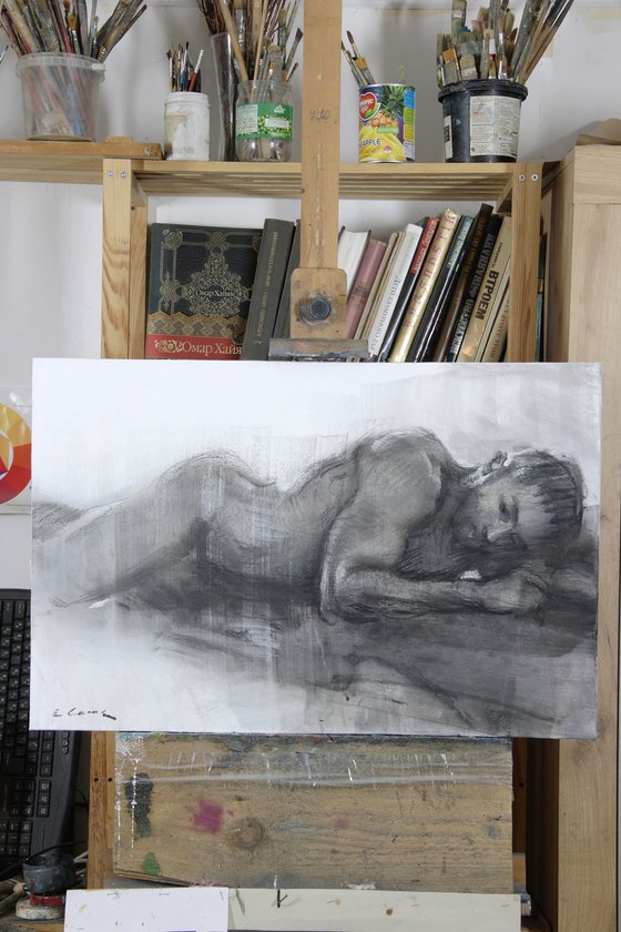Charcoal drawing on paper "Narcissus "