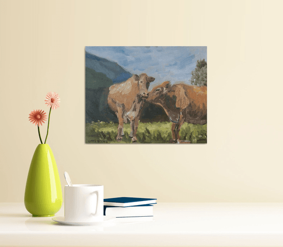 Brown Cows oil painting