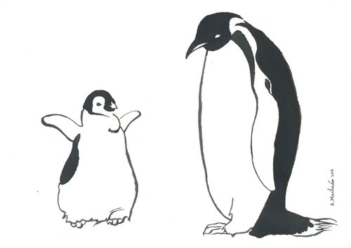 Penguin I Animal Drawing by Ricardo Machado