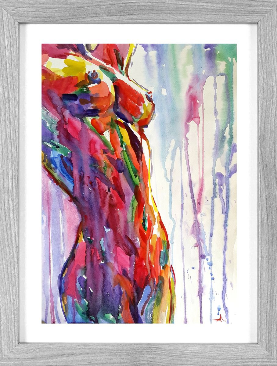 Flow - Watercolor painting, body art, woman body, erotic, citycape,nudes,  impressionism Watercolour by Anastasia Kozorez | Artfinder