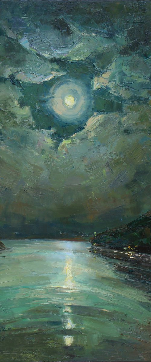 Full moon over the bay by Alisa Onipchenko-Cherniakovska