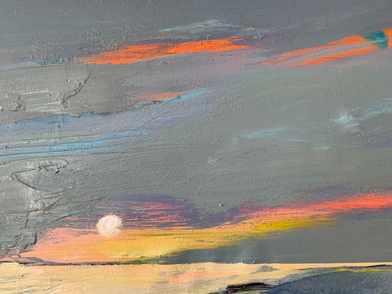 Expressionist painting - "Spring evening" - Landscape - Impressionism - Minimalism - Sunset